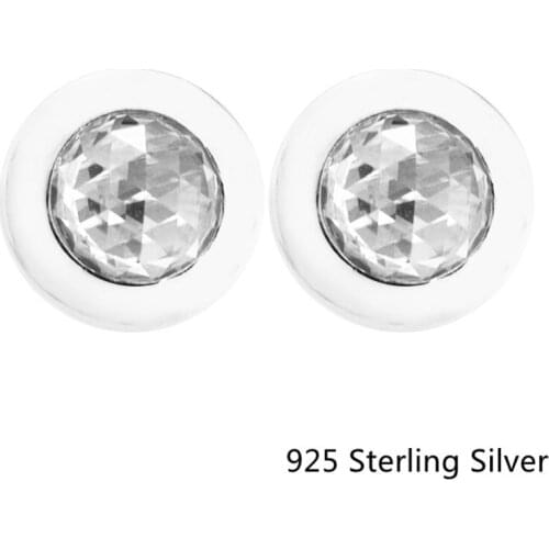 925 Sterling Silver Jewelry Radiant Stud Earrings Fits for DIY Women Fashion Jewelry