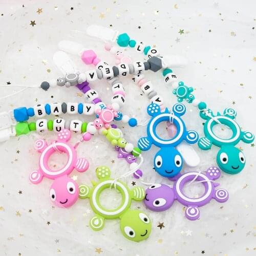 Cute-Idea 1Set Turtel Pacifier Chain Silicone Beads Baby Teething Teethers DIY Beads BPA Free Baby Shower Gifts