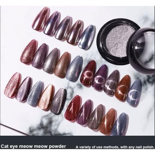 1Box Meow Nail Powder Cat Eye Nail Glitter Powder Manicure Gel Polish Wide Cats Eye Mirror Dust DIY Art Decoration