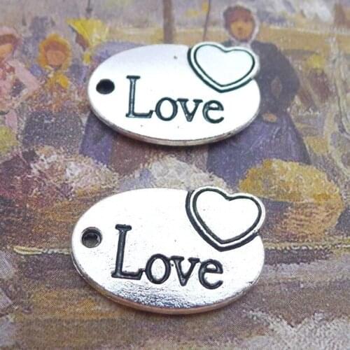 10 PCS/Lot 14mm*20mm Pendant Antique Silver Color Love Tag Charms For DIY Jewelry Making DIY