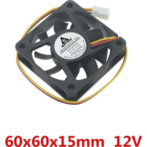 10pcs/lot 60x60x15mm 6015 fans DC 12V 3pin Brushless 6cm Fans cooling fan cooler radiator