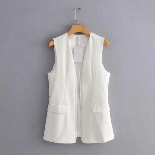 2021 intellectual temperament simple medium length buttonless suit vest for women