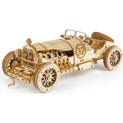 1:16 220pcs Classic DIY Movable 3D Grand Prix Car Wooden Puzzle Game Assembly Toy Gift for Children Teens Adult MC401