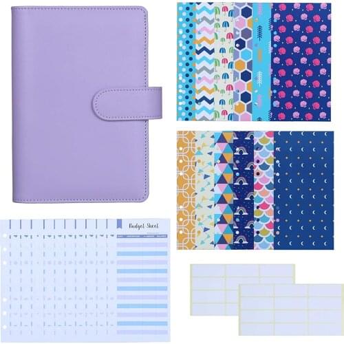 27 Piece A6 PU Leather Folder Budget Cash Envelope System Budget Planning Expenditure Budget Sheet and Labels for Bills Notepad