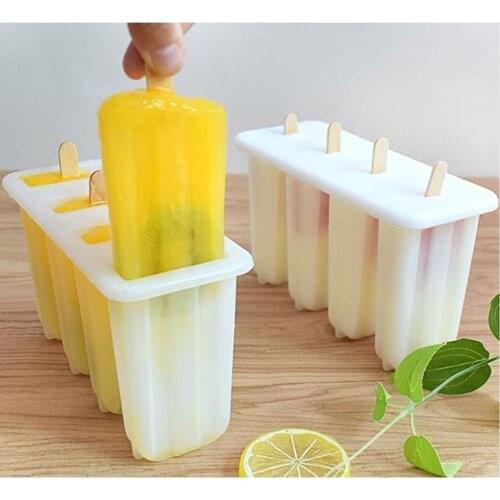 4 Hole Silicone Ice Cream Mould Ice Cube Tray Popsicle Barrel DIY Mold Dessert Ice Cream Mold Kitchen Gadgets Tool