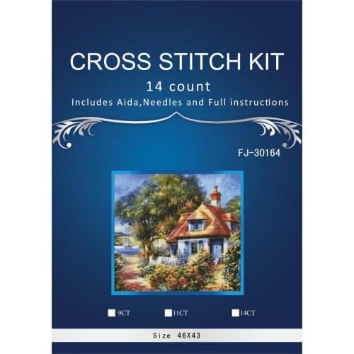 46-43 Needlework crafts 14CT embroidery cross-stitch Counted Cross Stitch kit floss fabric DIY handmade cottage picture
