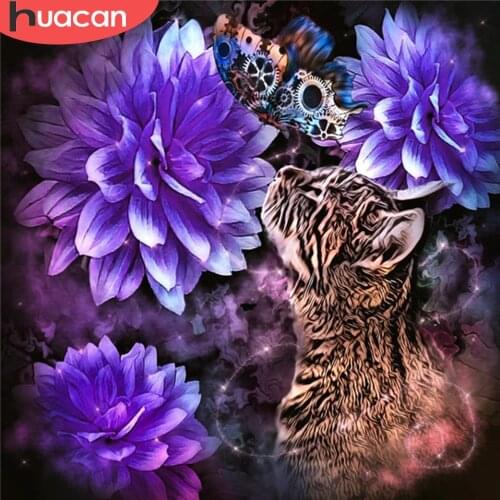 HUACAN Diamond Embroidery Cat Full Square Cross Stitch Handmade Gift Diamond Painting Animal Diamond Mosaic Decor For Home