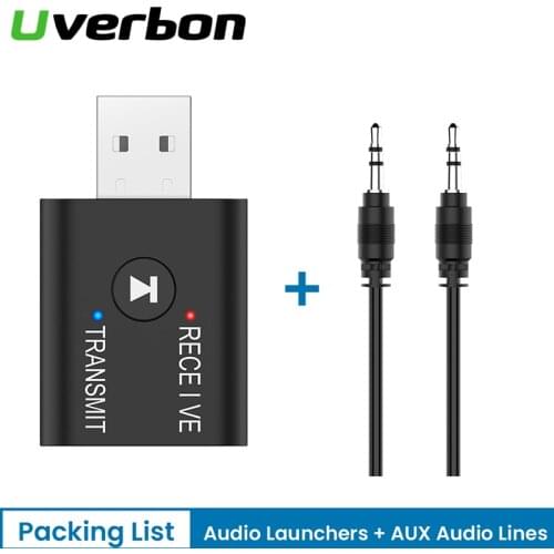 Bluetooth 5.0 Transmitter Receiver Usb 2 In 1 Bluetooth Audio Adapter 3.5mm Jack Adapter For TV PC Headphone Home Stereo Car