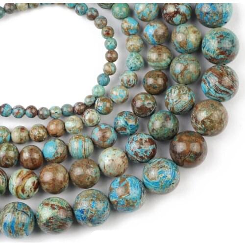 HGKLBB Blue pattern carnelian Natural Stone 4/6/8/10/12M Round spacer Loose Beads For Jewelry Making necklace Bracelets DIY