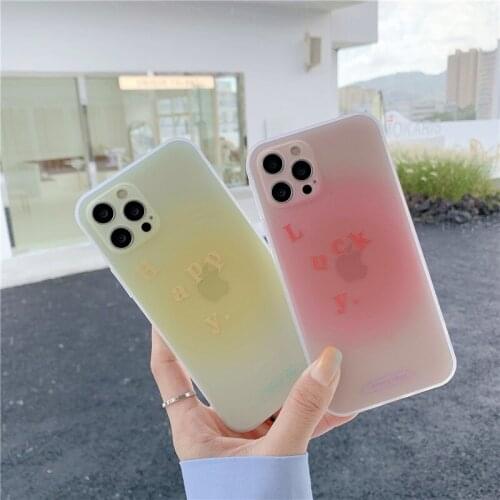 Cute Letter Candy Color Gradient Phone Case for IPhone 12 11 Pro Max X XS Max XR 7 8Plus SE2020 Soft TPU Translucent Cover Coque