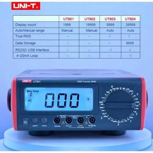 UNI-T Bench Type Digital Multimeter tester UT804 DMM HZ Temperature Tester Capacitor 40000 Counts w/Data Logging USB RS232