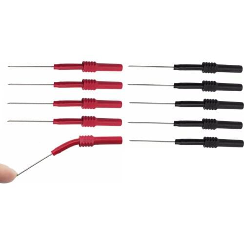 Cleqee P5009 10pcs Soft PVC Insulation Piercing Needle Non-destructive Multimeter Test Probes Red/Black