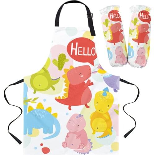 ChildrenS Day Dinosaur Rainbow Cartoon Apron Kitchen Household Cleaning Barber Apron Baking Accessories Aprons for Woman