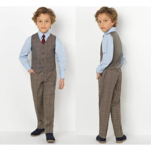 2019 New Arrival Boys' Attire Peaked Lapel Kids Suits Custom Made Clothing Set 2 Pieces Prom Suits (Pants+Tie+Vest) 020
