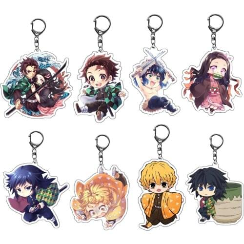 Japan Anime Demon Slayer Kimetsu no Yaiba Action Figure Cartoon Cute Acrylic Pendant Key Chain Model Doll Toys For Kids Gift