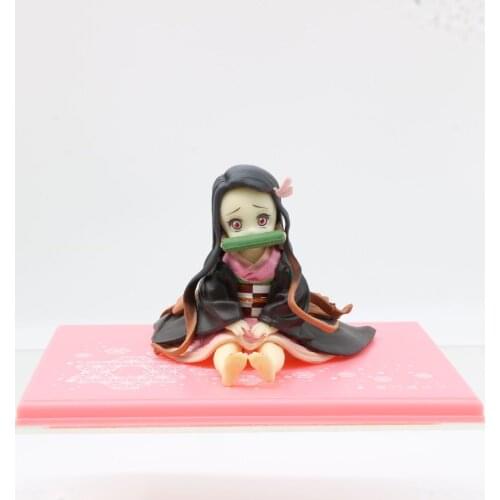 6CM Kamado Nezuko Demon Slayer Kimetsu no Yaiba Sitting Position Action Figure PVC Collectible Model Gift Anime Figure Toys
