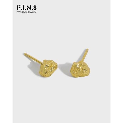 F.I.N.S Minimalist Geometric Irregular Convex 925 Sterling Silver Earring Lava Pattern Small Solid 925 Silver Stud Earrings