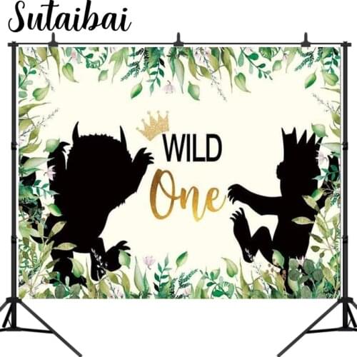Wild One 1st Birthday Party Backdrop No Wrinkles Durable Animals Themed Photography Background Jungle Baby Boy Photo Booth