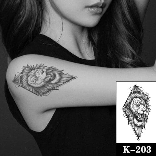 Geometric Lion Moon Temporary Tattoos Sticker Black Butterfly Plain Flower Small Size Tattoo Body Art Arm Fake Tatoos Women Men