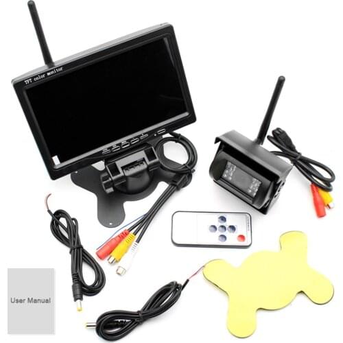 18-LED 7 Inch Car Reversing Camera Kit Back Up Car Monitor Display HD Car Rear View Camera Parking System transmitter wireless