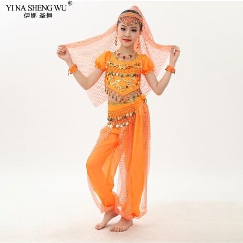 Belly Dance Clothes Children Costume Bellydance 3pcs Set Costumes for Kids Belly Dancing Girls Bollywood Indian Performance Set