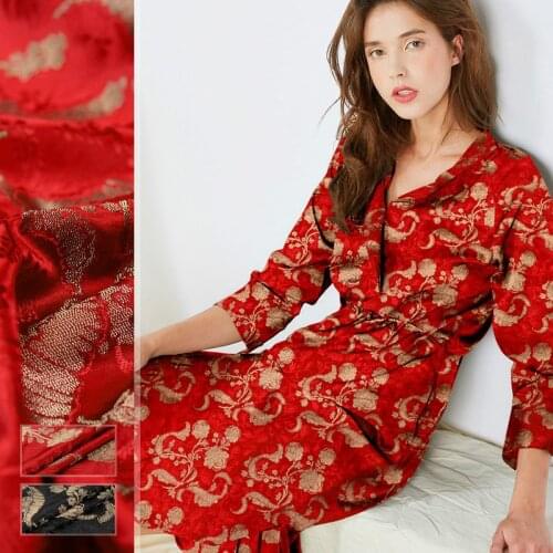 Red and black high-end silk jacquard silk fabric three-dimensional jacquard silk cloth exquisite silk jacquard satin wholesale