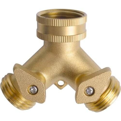 3/4" Brass 2-Way Shut Off Coupling With Valve garden water tap splitter water hose connector irrigation copper joint