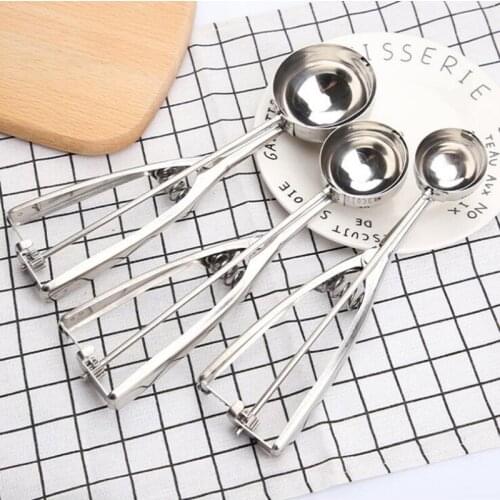 Stainless Steel Ice Cream Scoop Ice Ball Maker Yogurt Cookie Dough Meat Balls Ice Cream Spoon Tools Watermelon Spoon 3 Size Home