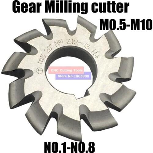 M0.5 M0.75 M1 M1.25 M2 M2.5 M3 M4-M10 Modulus PA20 degrees NO.1-NO.8 HSS Gear Milling cutter Gear cutting tools Free shipping
