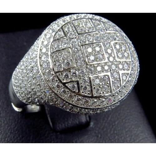 Milangirl Round Rings Mens Iced Out Cubic Zircon Jewelry Ring s s for men