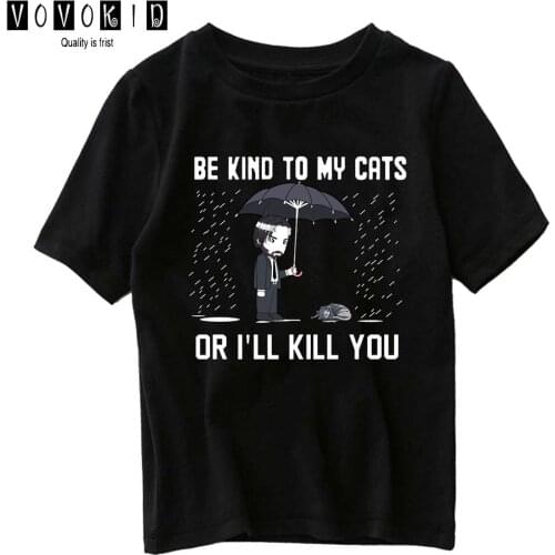 Cute Cartoon Sweet Girls Be Kind To My Cats Streetwear T-shirt Chlidren Summer Little Girl Boy Top Baby T Shirt Cartoon Shirt