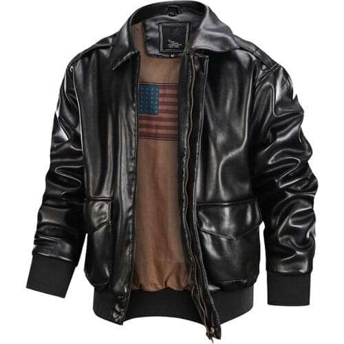 Mens Winter Warm Military Bomber Pilot PU Jacket MA-1 Faux Leather Jackets Tactical Police Casual Thick PU Leather Coats