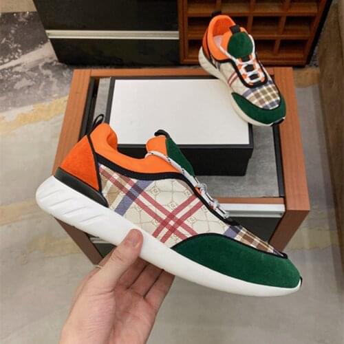 Fast delivery 2021 autumn and spring mixed colors men shoes genuine leather causal patchwork male sneakers loafers