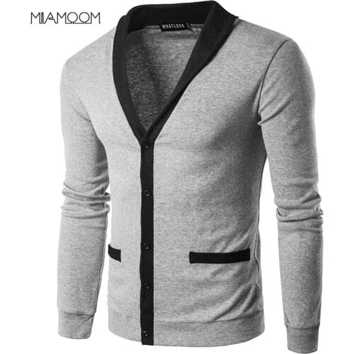 Mens Sweaters Knitwear New Mens Fashion Collared Lapel Cardigan Sweater with Matching Color