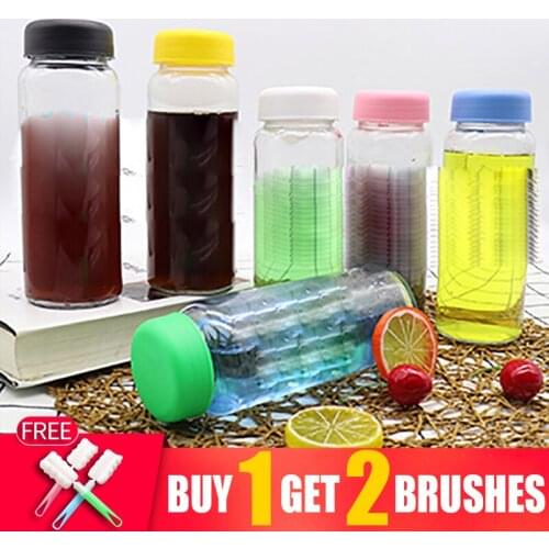 My 420ml Glass Sport Water Bottle Travel Lemon Juice Fruit Transparent Leakproof Camping Hiking Gourd My 500ML Plastic Bottles
