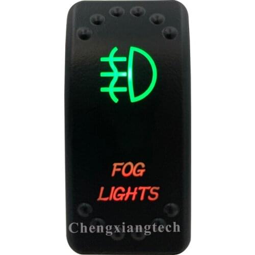 12v 24v, On Off, Up Green & Down Red Led Backlit - Fog Lights - Laser Rocker Switch for Car Boat Truck Bus Push Switch