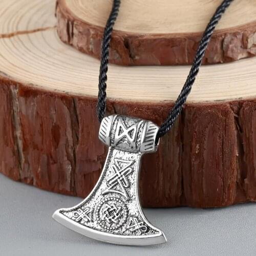 QIAMNI Original Thors Hammer Mjolnir Peruns Axe Pendants Necklaces Ornaments Viking Slavic Amulet Knot Men Necklace Jewelry