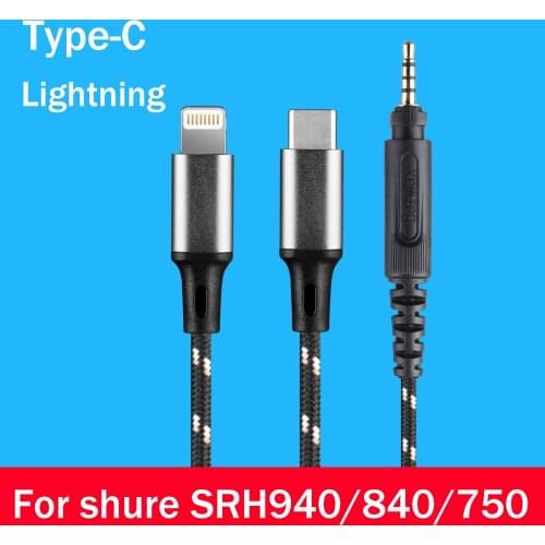For Shure/Philip SRH840 SRH940 SRH740 SRH440 750 SHP8900 SHP9000 SHP895 Lightning and Type-C Single crystal copper upgrade cable