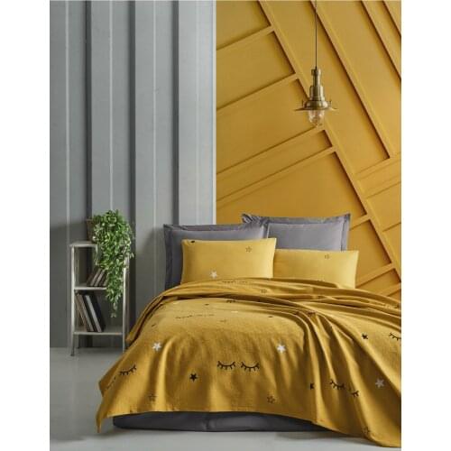 2021 PIQUE Bed Linen Quilt Modern Summer Cotton Bed Linens For Summer Coverlet Queen Size Covers Bedclothes Duvet Cover Yellow
