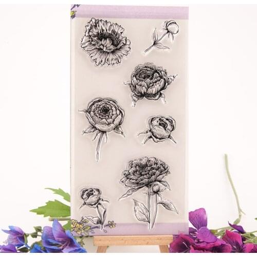 CLEAR STAMPS Rose Flower Label Tag DIY Scrapbook Card Album Paper Craft Rubber Roller Transparent Stamps T2177