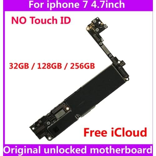NO iCloud worldwide unlocked motherboard for iphone 7 32GB 128GB 256GB 100% Original mainboard without touch ID IOS system board