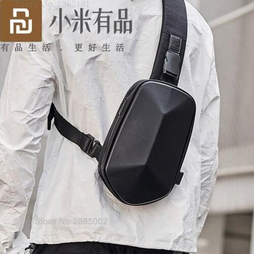 Youpin TAJEZZO Polyhedron PU Backpack Fashion Crossbody Bag Waterproof Leisure Sports Chest Pack Bags For Mens Travel Camping