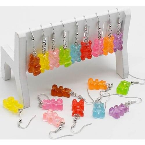 Cute Bear Originality Statement Minimalist Dangle Earring Jelly Gummy Bears Pendant Drop Earrings Ear Studs Stud Earings Women