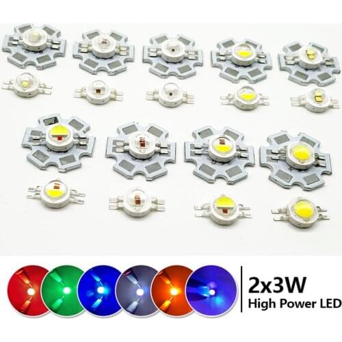 10PCS 2x3W High Power LED Diodes Two Color Two Chips White Red Green Blue Yellow UV395nm Light Beads For Flashlight