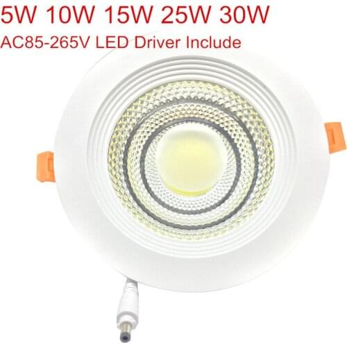 Ultra Bright 5W 10W 15W 25W Recessed Round LED Downlight AC110V-240V COB LED Indoor Spot light Free shipping