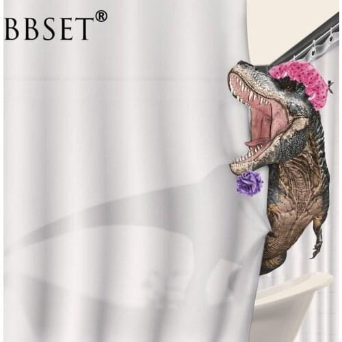 High Quality Shower Curtain Ferocious Dinosaur Taking A Bath Pattern Waterproof Multi-size Douchegordijn Bathroom Decor