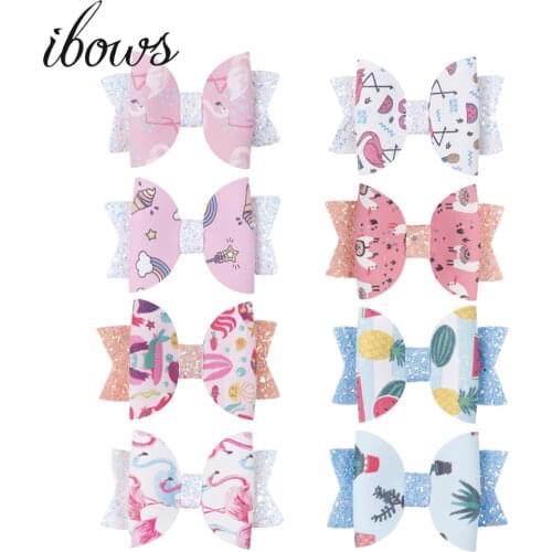 2 Pcs/lot 3 Inch Cartoon Printed Hairgrips Swallowtail Chunky Hair Clips Boutique Handmade Hairbow For Girls Hair Accessories