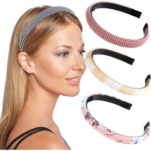New Female Wide Stripe Hairbands Elastic Print Flower Headbands Hair Hoop Bands Lattice Fashion Bezel Hair Accessories Headdress