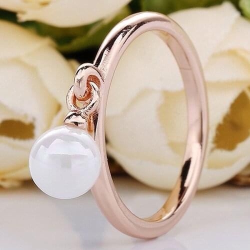 Original Rose Contemporary Pearl Rings For Women 925 Sterling Silver Ring Wedding Party Gift Fine Jewelry
