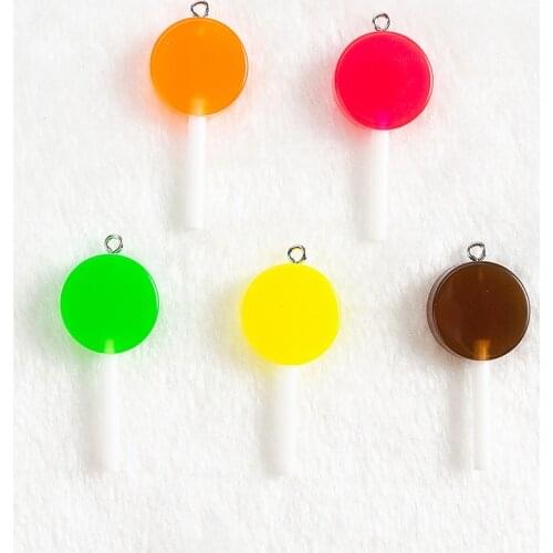 10pcs Flatback resin round lollipop charms candy pendant for earrings diy Keychain parts